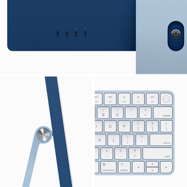 close-up keyboard and side view of screen