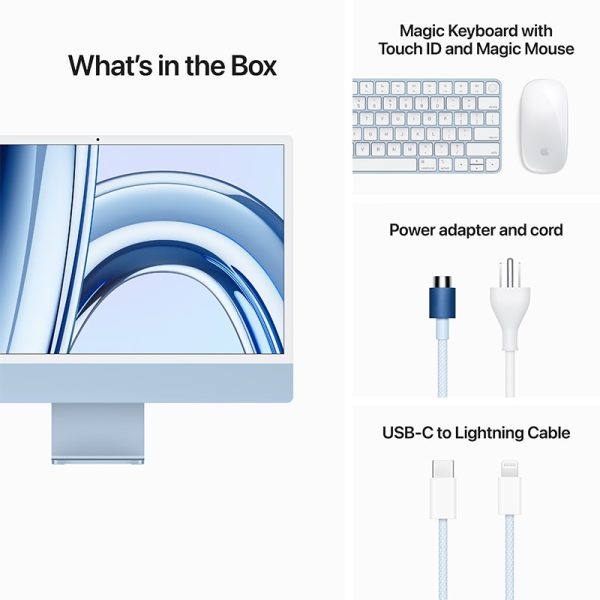 what comes inside the box of the blue imac 24 inch
