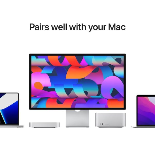 multiple different displays next to mac desktop