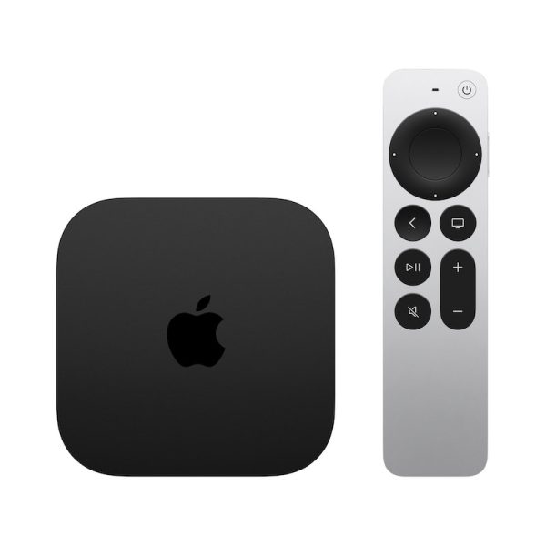 apple tv 4k box and remote side by side