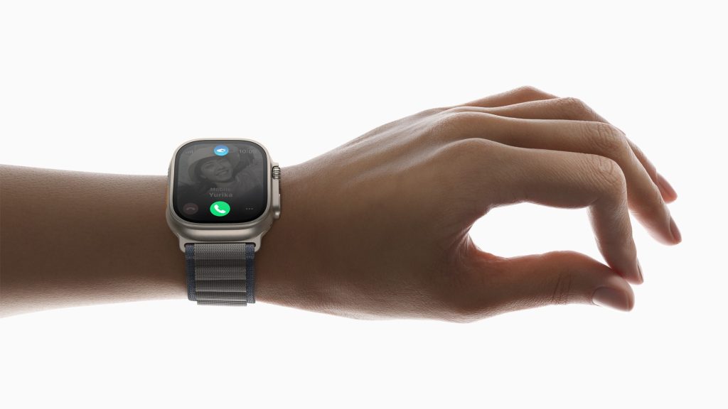 close-up of a wrist with apple watch ultra on it